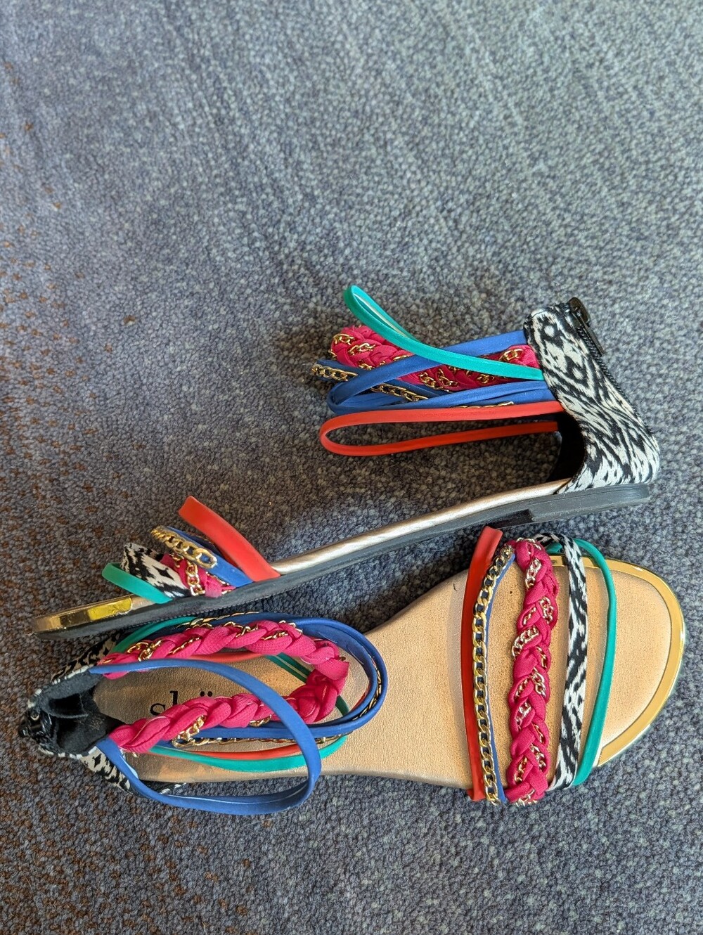 SHI BY JOURNEYS colorful strappy sandals 7.5
